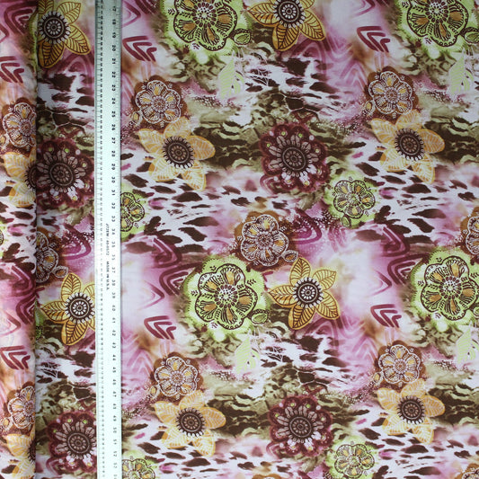 Flowers on Animal Print Chiffon