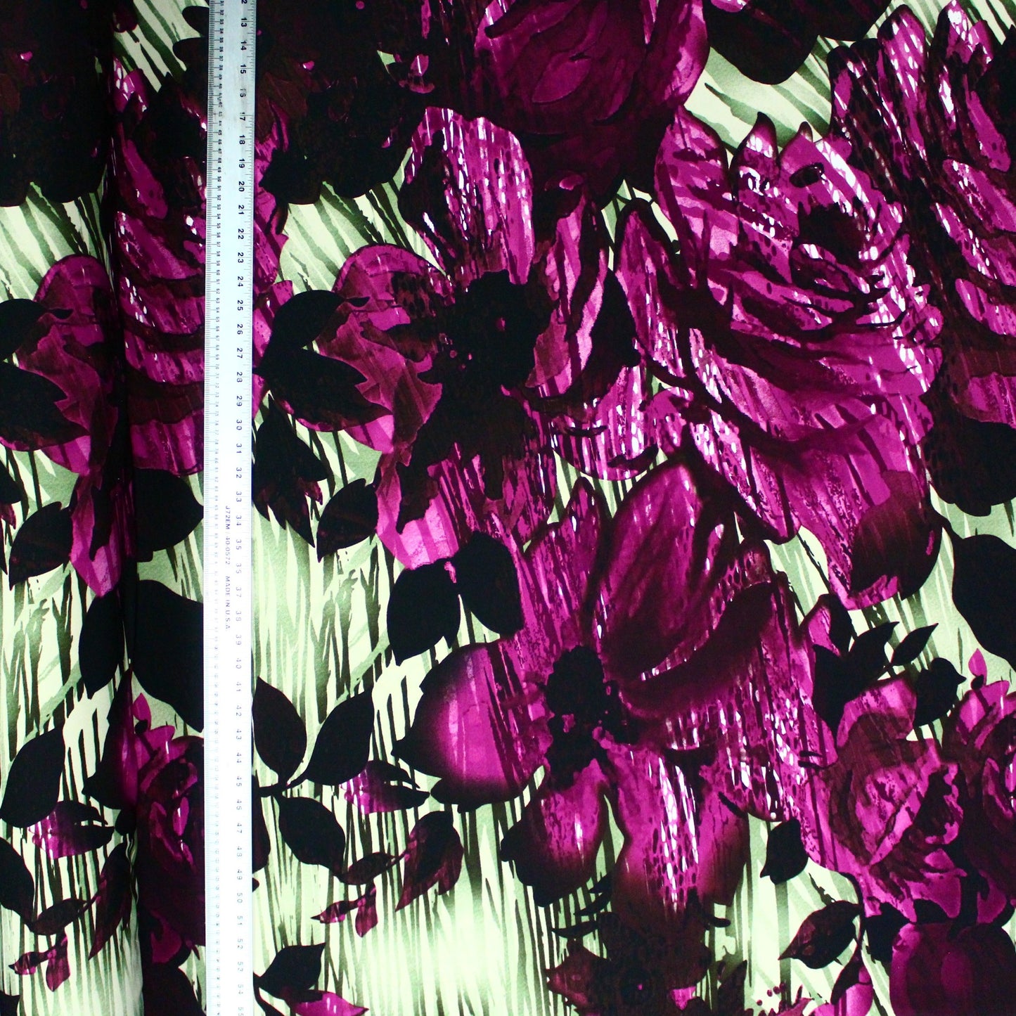 Purple Flowers on Green Stripes